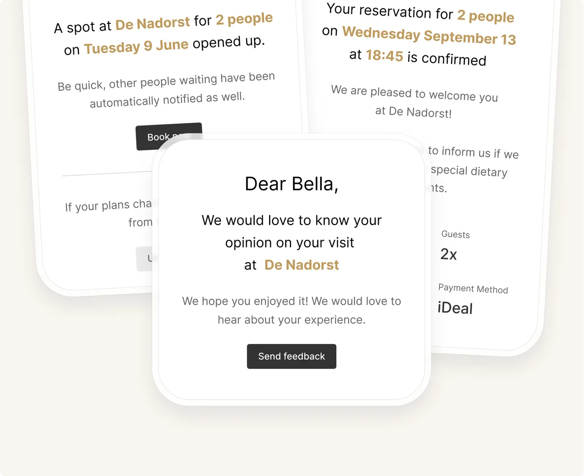 Email after the visit asking the guest for feedback